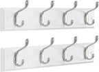 AMADA HOMEFURNISHING Coat Rack Wall Mount 2 Pack, Wall Hooks for Coats, Hats - White