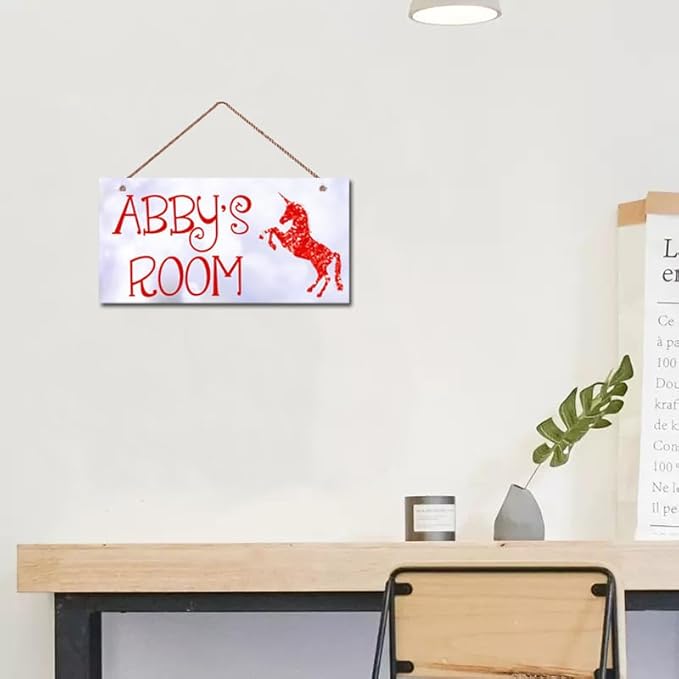 Personalized Red Unicorn Sign, Unicorn Rainbow Girls Room Wall Decor Unicorn Rainbow Motivational for Kids Room Boys Bedroom Nursery