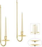 XAROO Gold Candle Sconces, Taper & Pillar Wall Candle Holder, Metal Sconces Wall Decor Set of 2, for Living Room, Entryway, Fireplace, Wedding, Gifts for Women, Men, Mom or Dad
