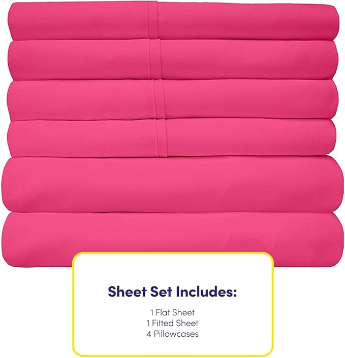 King Size Bed Sheets - 6 Piece 1500 Supreme Collection Fine Brushed Microfiber Deep Pocket King Sheet Set Bedding - 2 Extra Pillow Cases, Great Value, King, Fuschia