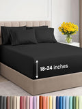 Extra Deep King Sheet Set - 6 Piece Breathable and Cooling Sheets - Hotel Luxury Bed Sheets Set - Easy & Secure Fit - Soft, Wrinkle Free and Comfy Sheets Set - Black Sheet Set with Extra Deep Pockets