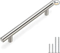 homdiy 5 Pack | Cabinet Handles Brushed Nickel Round Bar Cabinet Pulls 5in Hole Center HD201SN Stainless Steel Drawer Pulls Kitchen Cabinet Handles Cupboard Handles 5 Pack