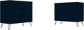 Manhattan Comfort Rockefeller 3 Drawer Dresser for Bedroom Storage, Nursery, Closet, Living Room, Entryway, TV Stand for Screens up to 32 Inches, Anti-Tip Kit Included, Set of 2, Midnight Blue