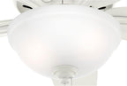 Hunter 42 inch Indoor Ceiling Fan with LED Light - White Ceiling Fan with Pull Chain, For Bedroom or Living Room, Low Profile Mount, No Remote, 5 Blades, Includes Bulbs - Newsome 51080, Fresh White