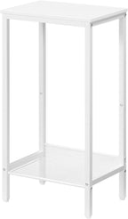 HOOBRO Tall Side Table, Industrial End Telephone Table with Adjustable Mesh Shelves, for Living Room, Bedroom, Entryway, Office, White WW03DH01
