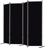 RANTILA 4 Panel Room Divider, 6 FT Folding Privacy Screen with Wide Feet, Freestanding Partition for Room Separation, Portable Room Divider Panel, 89" W x 71" H, Black