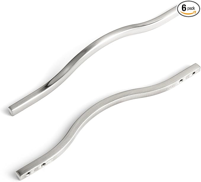 Goo-Ki Low Profile Satin Nickel Cabinet Pulls, Double Hole Centers (6.3''/7.6'') Zinc Alloy Handle for Drawer Cupboard Wardrobe,6 Packed…