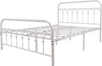 TUSEER Metal Bed Frame Full Size with Vintage Headboard and Footboard Platform Base Wrought Iron Bed Frame (Full, White)