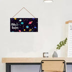 Personalized Sign Outer Space Theme Art Décor For Kids Room Custom Name Universe Star Door Wall Decor For Little Man Cave, Starry Sky Nursery Art Plate For Boys Room Girls Bedroom