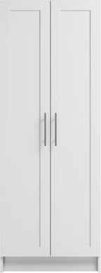 Prepac Elite Plus 24" Wide Storage Accent Cabinet with Panel Doors, White Storage Cabinet, Bathroom Cabinet, Pantry Kitchen with 3 Shelves 16.75" D x 24" W x 65" H