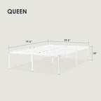 Best Price Mattress 18 Inch Metal Platform Bed Frame, Heavy Duty Steel Slats, White, Queen