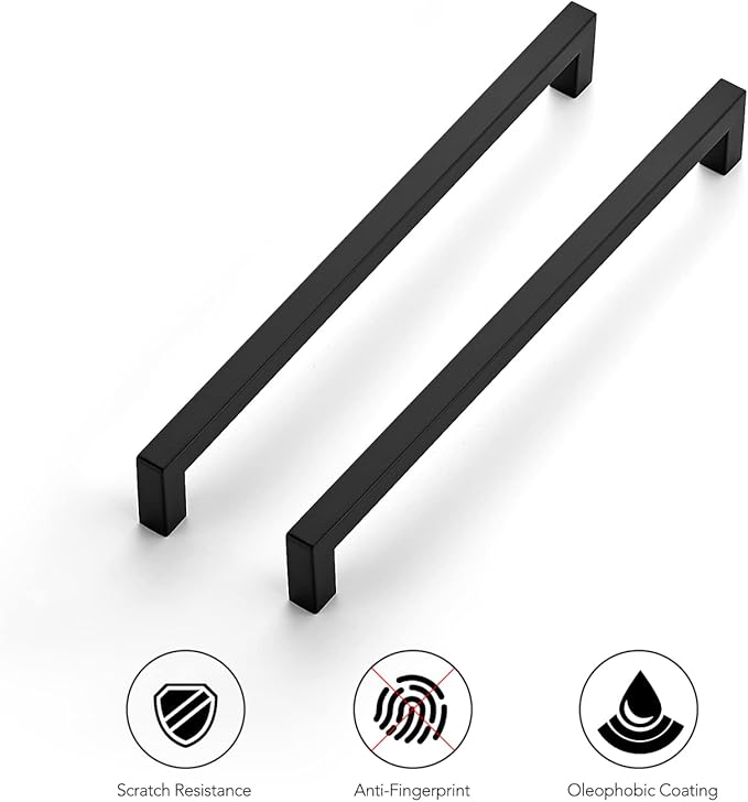 Ravinte 10 Pack 10 Inch Kitchen Square Cabinet Handles Matte Black Cabinet Pulls Black Drawer Pulls Kitchen Cabinet Hardware Kitchen Handles