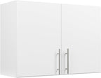 Prepac White Cabinet: Elite Wall Cabinet, WEW-3224 Garage Cabinet with Storage Shelf, Stackable 16"D x 32"W x 24"H, Perfect as a Garage Storage Cabinet with Doors and Shelves