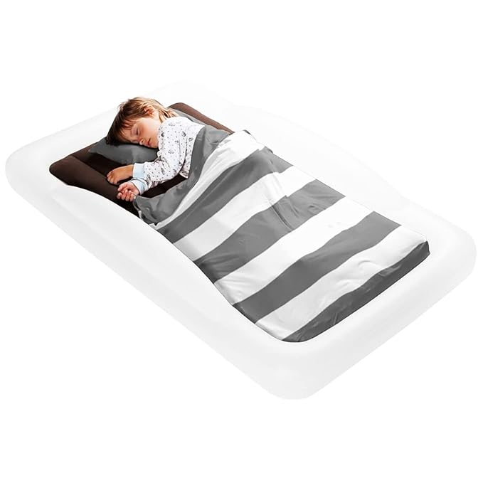 The Shrunks Inflatable Toddler Travel Bed with Safety Bumpers | Portable Toddler Bed for Kids | Toddler Air Mattress | Air Mattress with Bed Rails