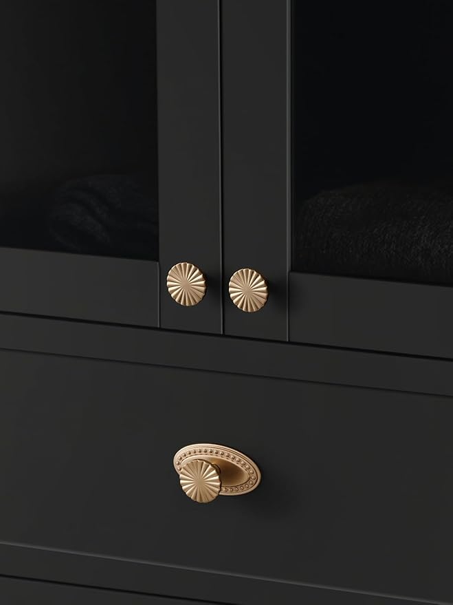 5 Pack Champagne Bronze Cabinet Knobs Flat Drawer Pulls Kitchen Cupboard Bathroom Dresser Cabinet Hardware Handles Zinc Alloy