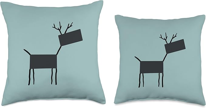 Cute Scandinavian Animals Designs Chic Deer Moose Scandinavian Elk Minimalism Reindeer Throw Pillow, 16x16, Multicolor