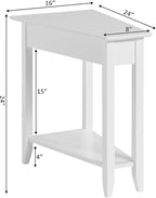 Convenience Concepts American Heritage Wedge End Table 24" - Classic Living Room Table with Storage Shelf,Side Table for Family Room, Bedside Table, White