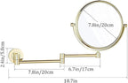 Vanity Mirror, Wall Mounted Makeup Mirror with 10X Magnification, 8 Inch Double Sided Vanity Magnifying Mirror, Cosmetic Mirror Shaving Mirror for Bathroom Gold