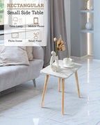 FORAOFUR Small End Table, Side Table Accent Table Living Room Bedroom Balcony Office, Modern Bedside Table Home Decor, Small Table for Small Spaces, Small Coffee Table, Easy Assembly, Marble White