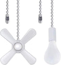 Ceiling Fan Pull Chain,Ceiling Fan Cords Ceiling Fan Chain Pulls with 2PCS 12inch Beaded Ball Extension Chains for Celing Fan Light and Wall Lamps, Cabinet Light (Light Bulb and Fan Shape), White
