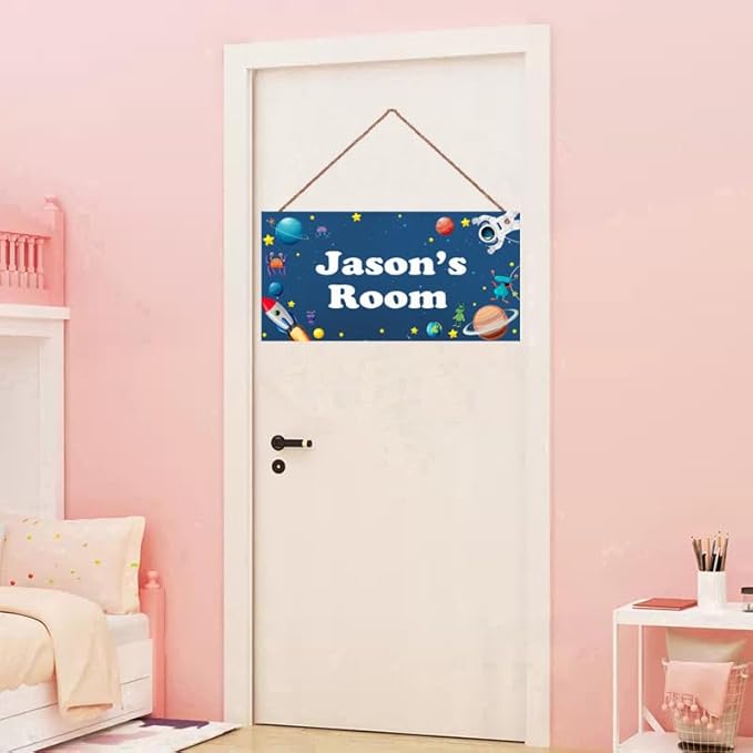 Personalized Signs Stars Rocket Sign For Boys Room Alien Wall Art Decoration Exquisite Decorative Signs Custom Name for Kids Room Wall Art Decor Outer Space Themed Nursery Decor For Girls Bedroom
