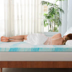 IULULU Mattress Topper, 2 Inch Gel Memory Foam Mattress Topper for Full Size Bed, Blue