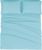 Mejoroom Full Size Sheet Set - Extra Soft Luxury Brushed Microfiber 1800 Full Sheets with 16 Inch Deep Pocket - Breathable, Wrinkle, Fade & Stain Resistant - 4 Piece (Full, Baby Blue)