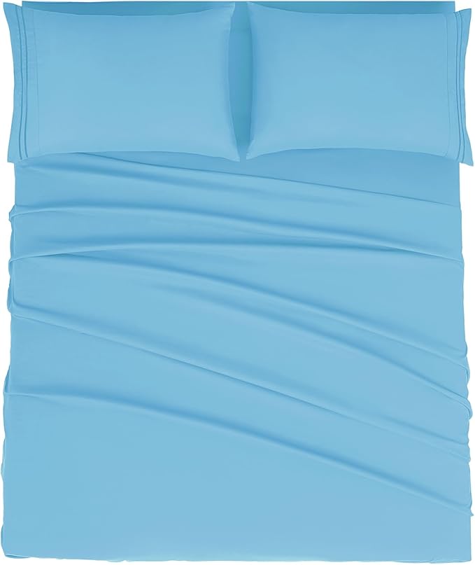 Mejoroom King Size Sheet Set - Soft Microfiber Bed Sheets,Deep Pocket Fitted Sheet, Soft, Breathable, Wrinkle & Fade Resistant - 4 Piece (King, Denim Blue)