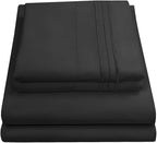 Queen Size Bed Sheets - Breathable Luxury Sheets with Full Elastic & Secure Corner Straps Built In - 1800 Supreme Collection Extra Soft Deep Pocket Bedding Set, Sheet Set, Queen, Black