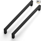 JOY DECOR 50 Pack Cabinet Handles, Black Cabinet Pulls, 10 Inch Kitchen Closet Handles Square Drawer Pulls Stainless Steel Drawer Hardware, 256mm Hole Centers