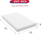 BestMassage | 8 Inch Twin Mattress | Gel Memory Foam | Medium Firm Feel | White | Bed in a Box, CertiPUR-US Certified | Pressure Relief, Cooling Ventilated Foam | Breathable Knit Cover