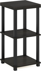 Furinno Turn-N-Tube Side Table, 3-Tier Thick Tabletop End Table with Open Shelf, Toolless Assembly Night Stand, Bedside Table, for Living Room, Bedroom, Espresso
