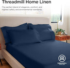 Threadmill Luxury 800 Thread Count King 100% Cotton Sheets - Folkstone Blue Sateen Weave Bed-Sheets, Better Than Egyptian Cotton, 4 Pc Solid Soft Bed Set, Fits 16" Deep Pocket