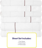 Full Size Bed Sheets - 6 Piece 1500 Supreme Collection Fine Brushed Microfiber Deep Pocket Full Sheet Set Bedding - 2 Extra Pillow Cases, Great Value, Full, Window Pane White