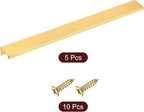 uxcell Cabinet Finger Edge Pull, 5pcs 300mm / 11.81" Aluminum Alloy Back Mount Hidden Cabinet Pulls Concealed Handle for Home Kitchen Drawer Cabinet, Gold
