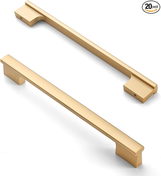 Asidrama 20 Pack 7 Inch(177mm) Brushed Gold Cabinet pulls Kitchen Cabinet Handles, Cabinet Pulls Kitchen Cabinet Hardware for Cupboard Drawer Pulls