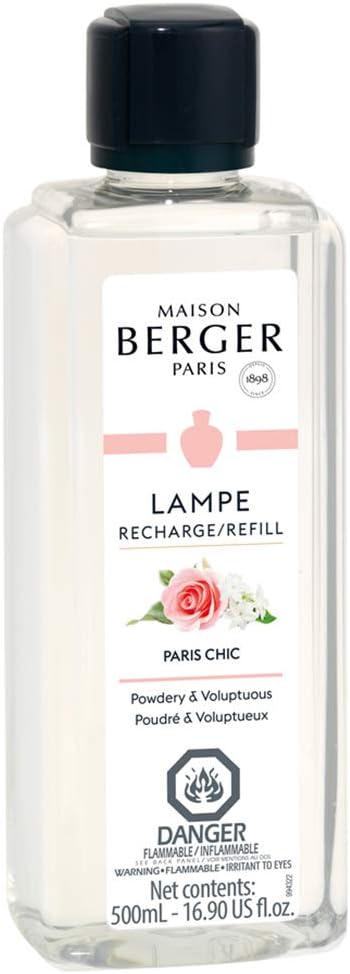 MAISON BERGER - Paris Chic - Lampe Berger Fragrance Refill Oil for Home Diffusers - Luxury Air Freshener with Bergamot, Rose & Powder Musk Notes - 16.9 Fl Oz (500ml)
