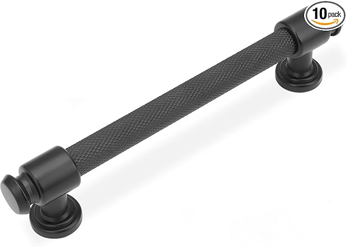 10 Pack 3-3/4 inch(96mm) Matte Black Kitchen Cabinet Handles Knurled Cabinet Pulls Black Drawer Pulls Kitchen Cabinet Hardware Kitchen Handles Drawer Pulls Dresser Handles