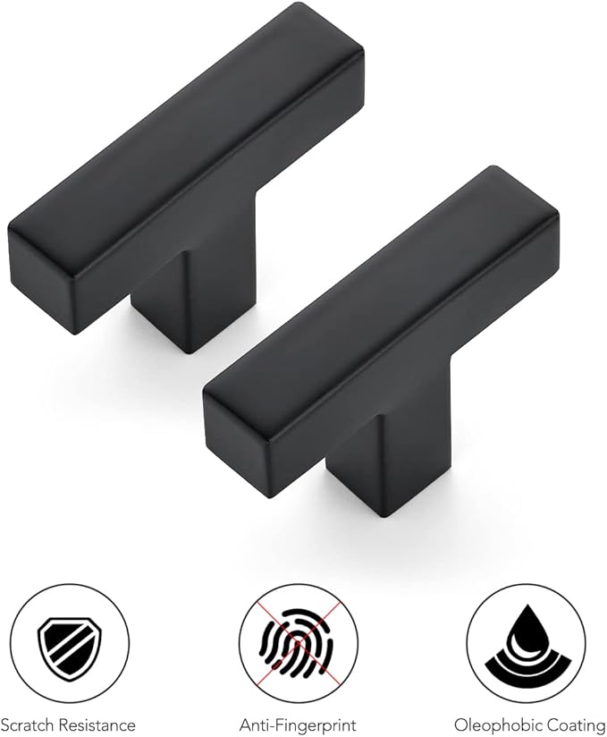 Ravinte 10 Pack 2 inch Length Square Cabinet Pulls Matte Black Stainless Steel Kitchen Drawer Pulls Cupboard Handles Cabinet Handles