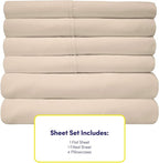 Queen Sheets Beige - 6 Piece 1500 Supreme Collection Fine Brushed Microfiber Deep Pocket Queen Sheet Set Bedding - 2 Extra Pillow Cases, Great Value, Queen, Beige