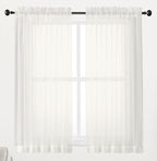 Chyhomenyc Ivory Sheer Window Curtain Panels 45 Inch, Set of 2, Light Filtering Solid Voile Curtains Drapes for Small Window/Living Room/Bedroom, Rod Pocket, 42W x 45L inches