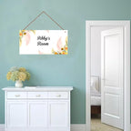 Personalized Signs Watercolor Painting Sign For Kids Room Custom Name Door Flowers Wall Art Decor for Little Man Cave Floral Nursery Art Plate For Boys Room Girls Bedroom