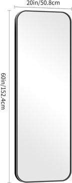 60" x 20"Bathroom Mirror, Matte Black Wall Mirror with Metal Frame, Decorative Rectangular Vanity Mirror for Bedroom Bathroom Living Room Entryway (Horizontal/Vertical)