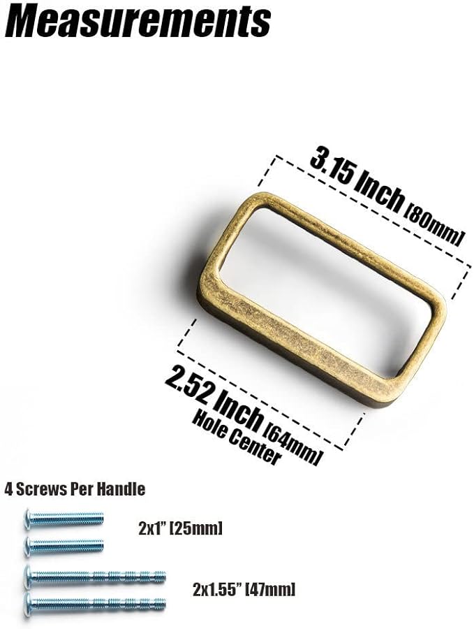 Goo-Ki Antique Brass Cabinet Pulls with Hole Center 2.5''(64MM),Retro Zinc Alloy Drawer Pulls for Drawer,Wardrobe,Cupboard,6 Pack