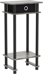 Furinno Turn-N-Tube Tall End Table, French Oak Grey/Black/Black