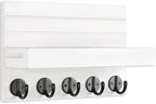 Key Holder for Wall, Decorative Key and Mail Holder with Shelf Has Large Key Hooks for Bags, Coats, Umbrella – Paulownia Wood Key Hanger with Mounting Hardware (9.8”W x 6.7”H x 4.2”D)