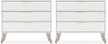 Manhattan Comfort Rockefeller 3 Drawer Dresser for Bedroom Storage, Nursery, Closet, Living Room, Entryway, TV Stand for Screens up to 32 Inches, Anti-Tip Kit Included, Set of 2, White