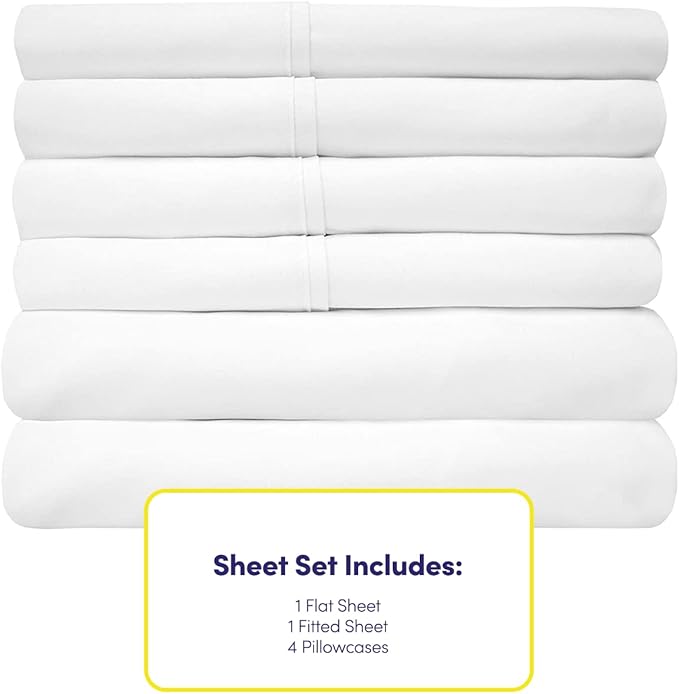 Sweet Home Collection 6 Piece 1500 Supreme Collection Brushed Microfiber Deep Pocket Bed Sheet Set-2 Extra Pillow Cases, Great Value, Rv Short Queen, White