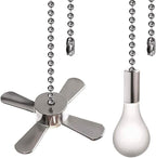 Ceiling Fan Pull Chain Ornaments Extension Chains with Decorative Light Bulb and Cord 13.6 Inches Fan Pull Chain Set For Ceiling Light Lamp Chain (Nickel)