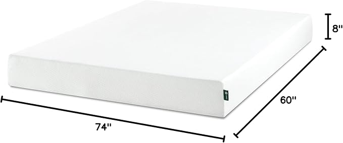ZINUS 8 Inch Short Queen Green Tea Memory Foam Mattress [New Version], Fiberglass free, Medium Firm Feel, Zoned Pressure Relief, Certified Safe Foams & Fabric, Mattress in A Box